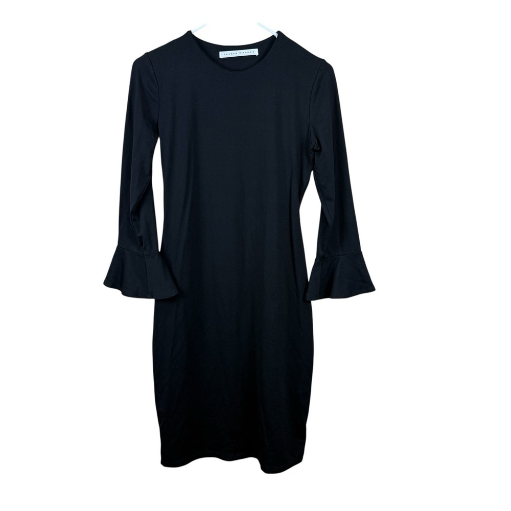 Susana Monaco 3/4‎ Sleeve Little Black Dress Size Medium Cocktail Midi